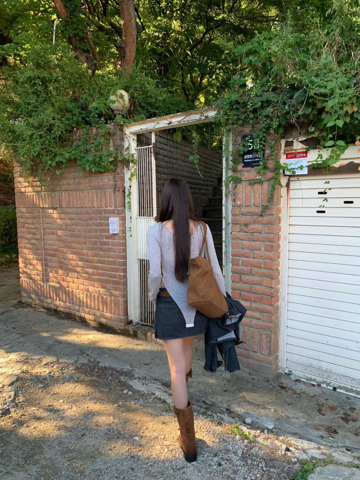 小口袋工裝牛仔短褲裙